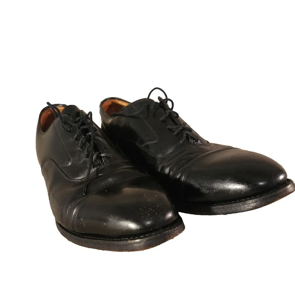 Johnston & Murphy Mens 10D Black Leather Dress Shoes Oxford Classic Formal